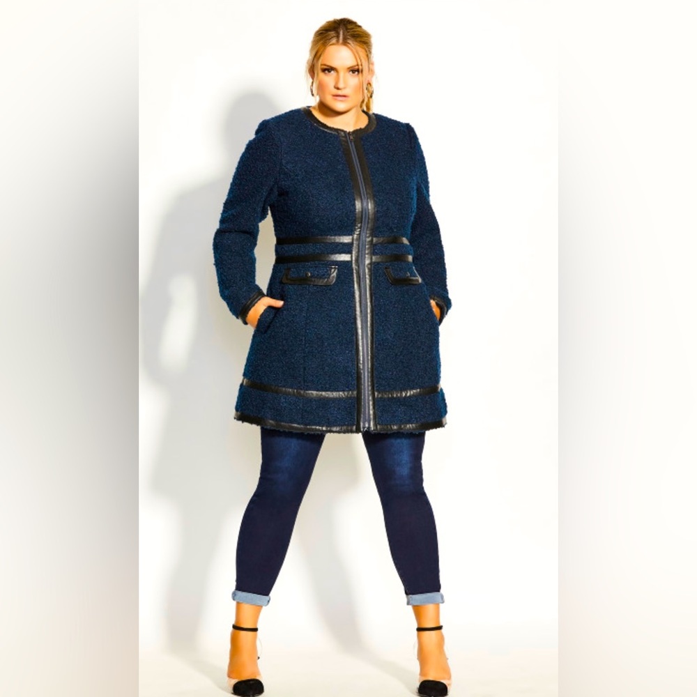 City Chic Navy Coat- NWT